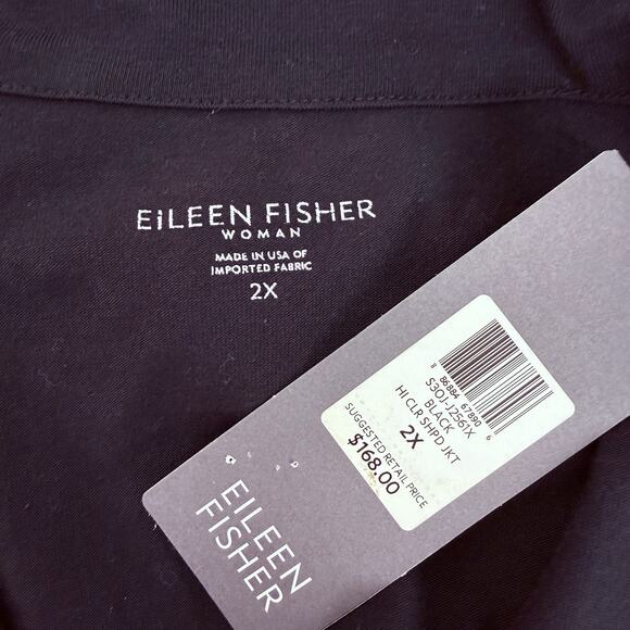 Eileen Fisher High Collar Jacket Size 2X Black Organic Cotton Classic Mature NWT - Picture 11 of 16